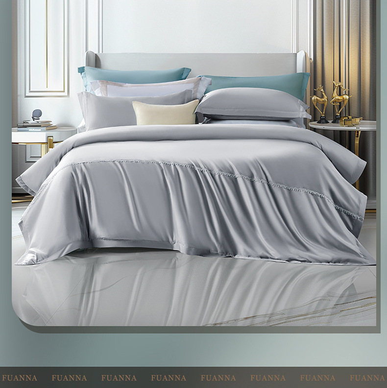 Fuanna 100s Long Staple Cotton Bedding Set | Luxury Satin Cotton Bed Sheet & Duvet Cover Set | FIRSTSING